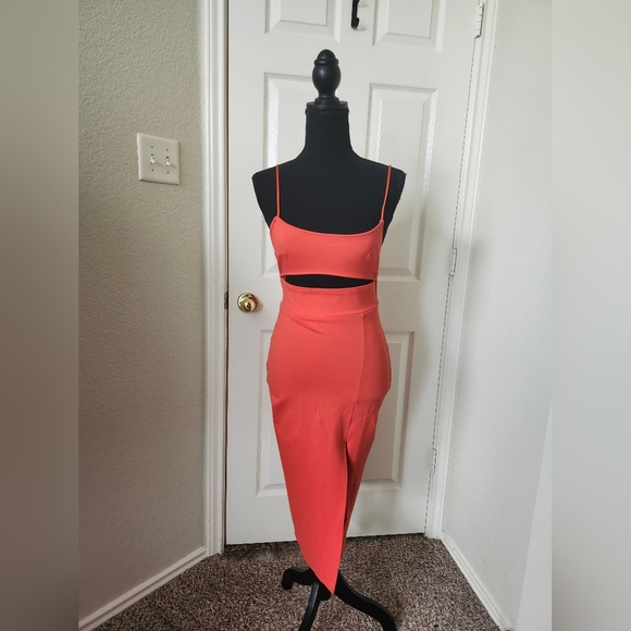 Superdown Revolve Poppy Red Trista Bodycon Midi Dress Cutout S Spaghetti Strap - Picture 6 of 10